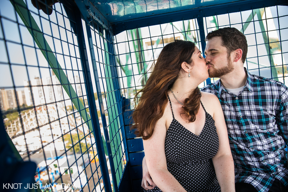 Knot Just Any Day | Engagement Photography | Coney Island | Brooklyn, NY | Engagement Photo | wonder wheel | Ferris Wheel | arcade | classic coney island | engagement photo idea | inspiration engagement photo