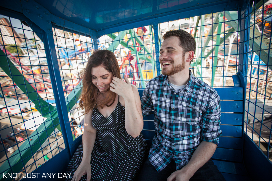 Knot Just Any Day | Engagement Photography | Coney Island | Brooklyn, NY | Engagement Photo | wonder wheel | Ferris Wheel | arcade | classic coney island | engagement photo idea | inspiration engagement photo