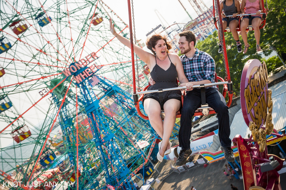 Knot Just Any Day | Engagement Photography | Coney Island | Brooklyn, NY | Engagement Photo | wonder wheel | Ferris Wheel | arcade | classic coney island | engagement photo idea | inspiration engagement photo