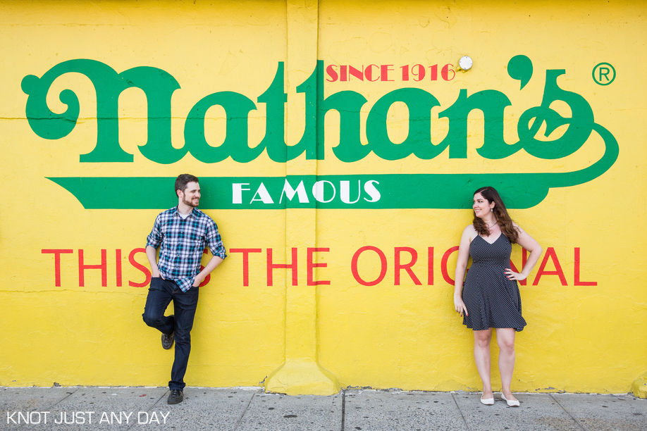 Knot Just Any Day | Engagement Photography | Coney Island | Brooklyn, NY | Engagement Photo | wonder wheel | Ferris Wheel | arcade | classic coney island | engagement photo idea | inspiration engagement photo | nathan's famous hotdogs 