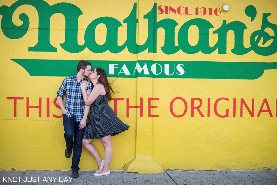 Knot Just Any Day | Engagement Photography | Coney Island | Brooklyn, NY | Engagement Photo | wonder wheel | Ferris Wheel | arcade | classic coney island | engagement photo idea | inspiration engagement photo | nathan's famous hotdogs 