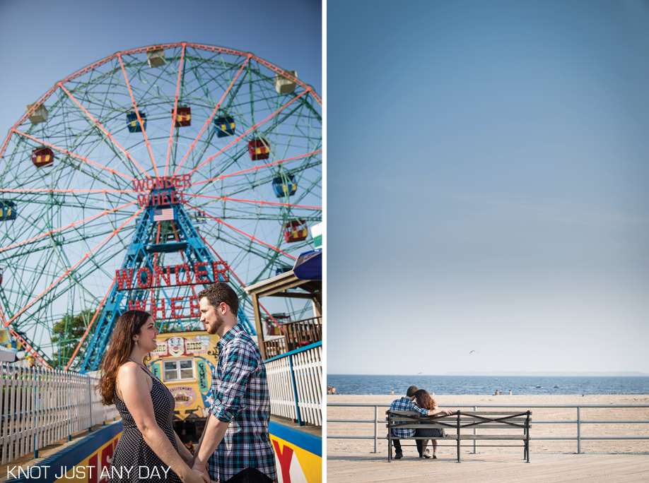 Knot Just Any Day | Engagement Photography | Coney Island | Brooklyn, NY | Engagement Photo | wonder wheel | Ferris Wheel | arcade | classic coney island | engagement photo idea | inspiration engagement photo