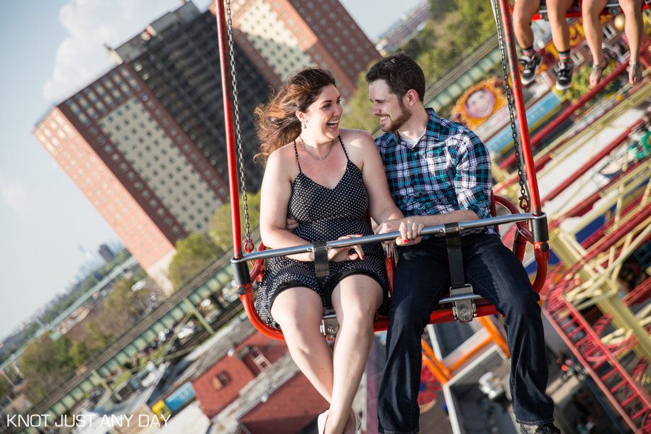 Knot Just Any Day | Engagement Photography | Coney Island | Brooklyn, NY | Engagement Photo | wonder wheel | Ferris Wheel | arcade | classic coney island | engagement photo idea | inspiration engagement photo