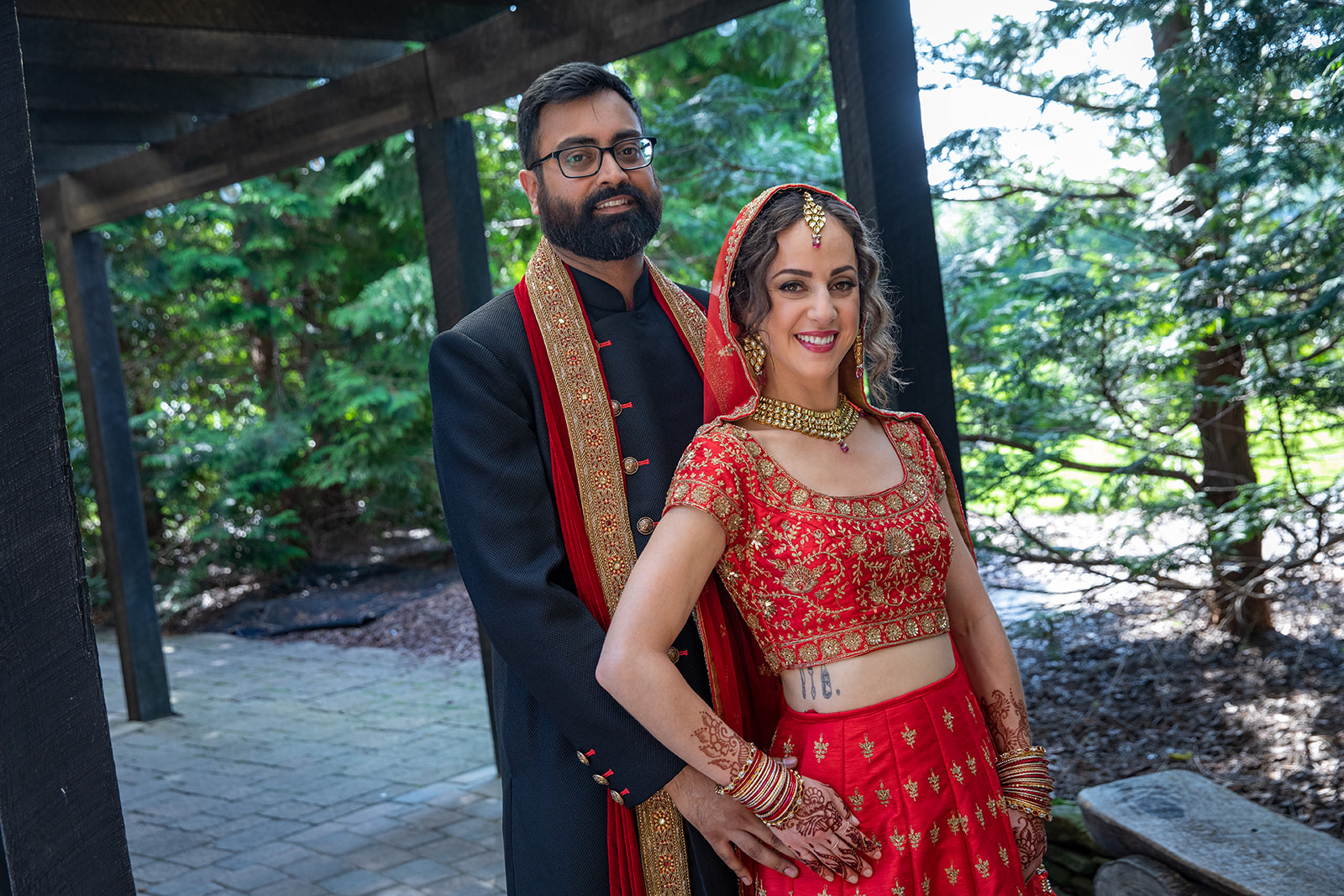 lakehouse inn knot just any day traditional wedding hindu multicultural red dress mandap Pennsylvania celebration reception