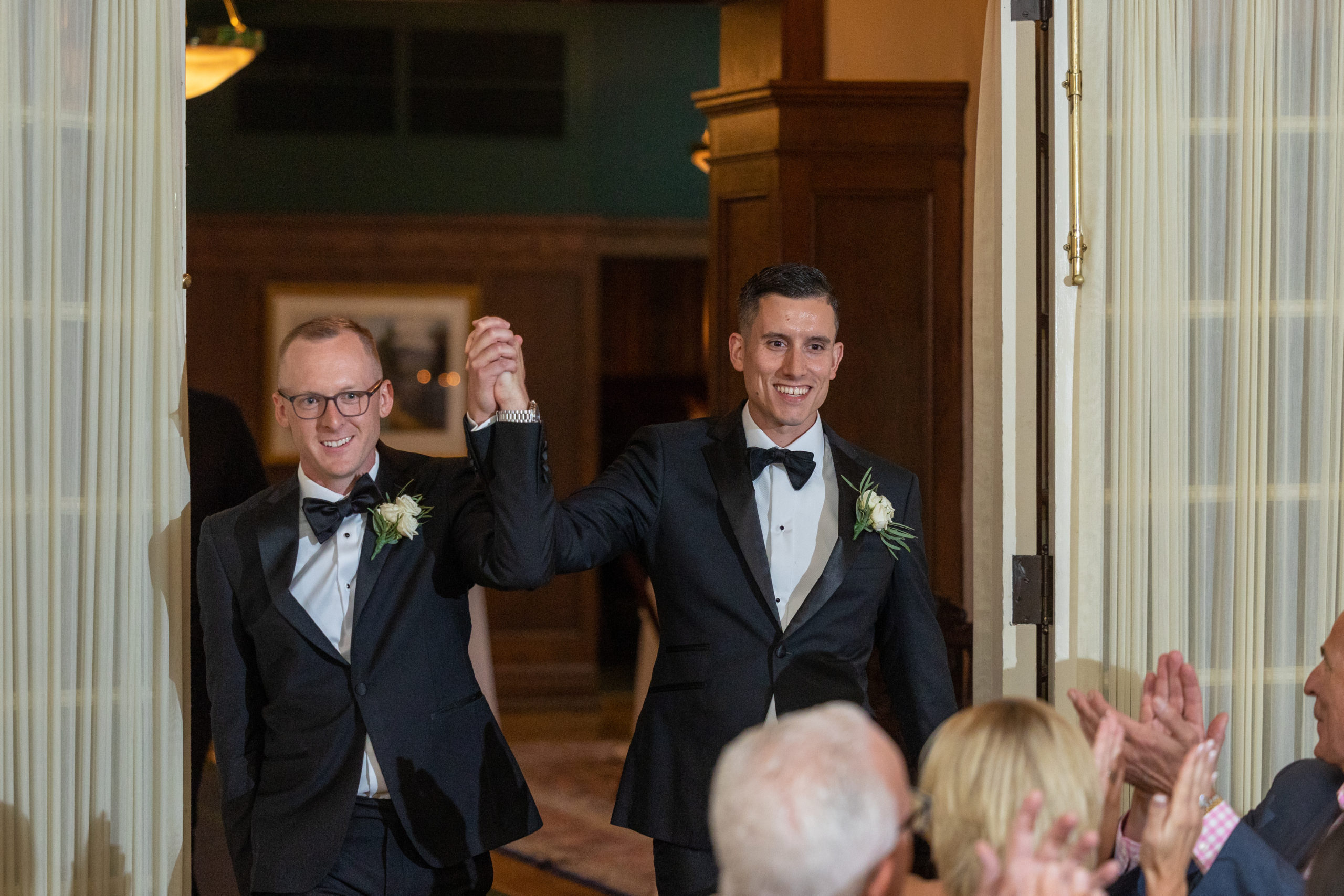 groom and groom introduced as newlyweds at the Westmoreland Club in Wilkes-Barre, PA