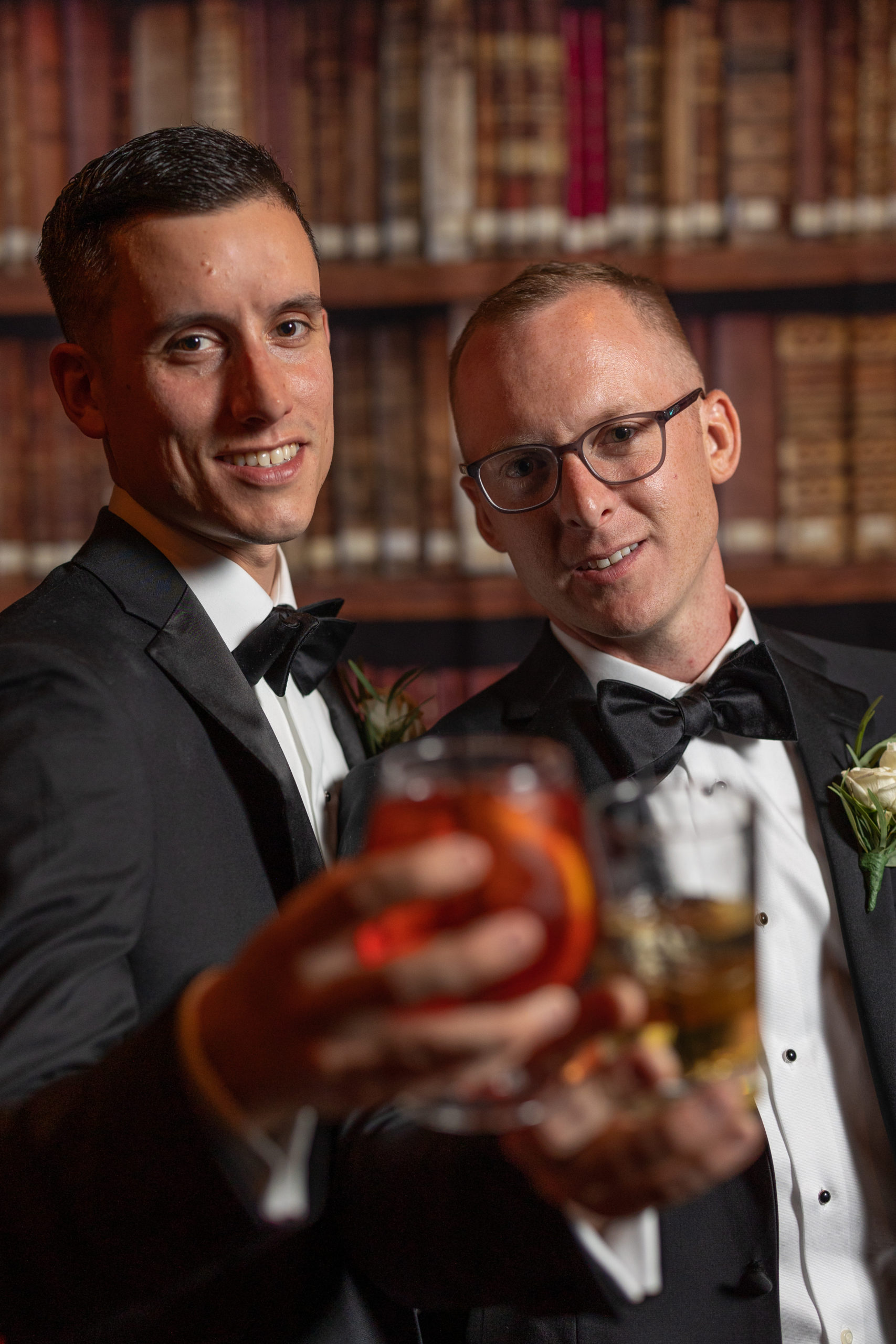 Groom and Groom share a drink at the Westmoreland Club in Wilkes-Barre, PA