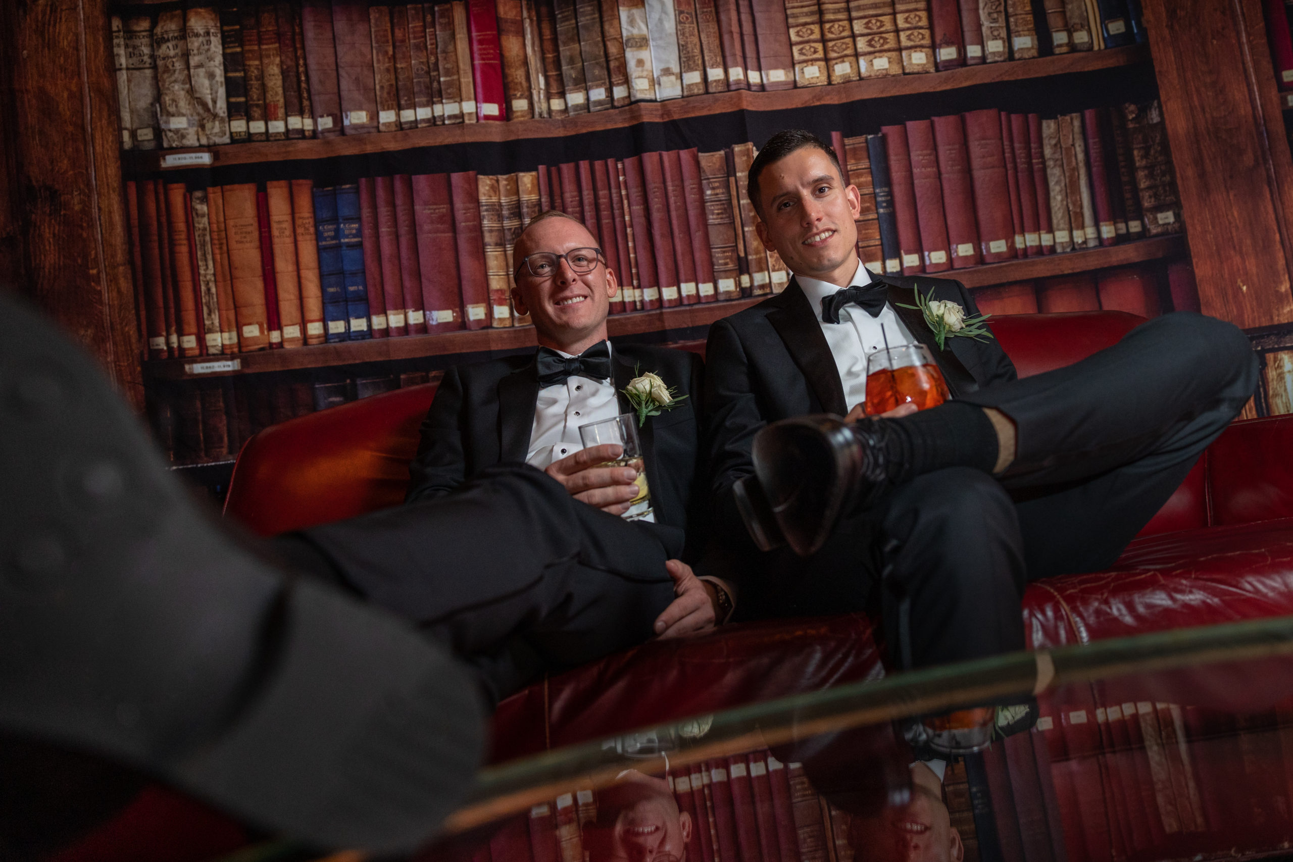 Groom and Groom share a drink at the Westmoreland Club in Wilkes-Barre, PA